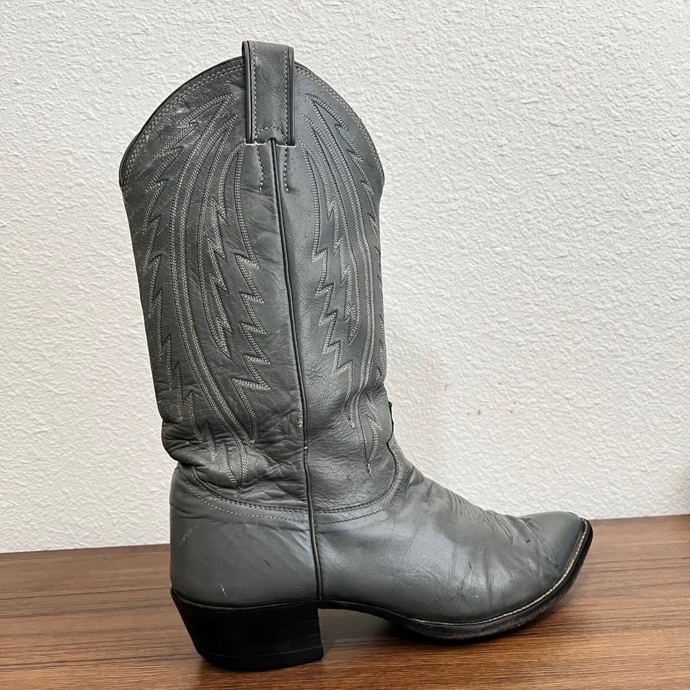 Justin 1225 Mens Grey Leather Western Cowboy Boots Made in USA Size 9.5 B